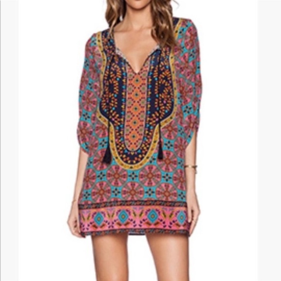 Worn once. Tolani silk print dress with rushed sleeves - Picture 3 of 8